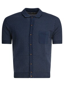 RAKKI �|���V���c �����Y �u���[ Polo shirts Textured knit polo shirt buttons JUNEAUBLEU-PANNA Blue �֐� �������� 2026SS vi