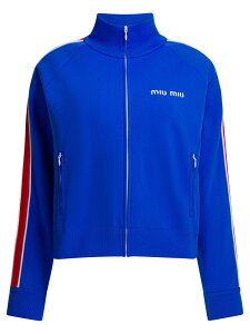 �~���E �~���E MIU MIU �g���[�i�[ ���f�B�[�X �u���[ Sweatshirts Sweatshirt with zipper and logo MMF00V148OF0Q0U S OOO Blue �֐� �������� 2026SS vi