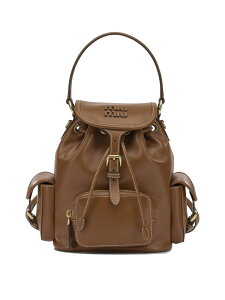 �~���E �~���E MIU MIU �����b�N�T�b�N �o�b�N�p�b�N ���f�B�[�X �u���E�� Backpacks and bum bags Leather backpack 5BZ0432CRWF0046 V OOM Brown �֐� �������� 2026AW vi