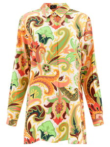 �G�g�� ETRO �V���c ���f�B�[�X �O���[�� Shirts Silk paisley shirt WRIA0029AK748X0805 Green �֐� �������� 2025SS vi