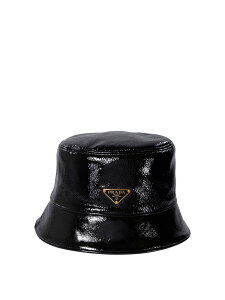 �v���_ PRADA �n�b�g �X�q ���f�B�[�X �u���b�N Hats Naplak patent leather bucket hat 1HC1372DNTF0002 Black �֐� �������� 2025SS vi