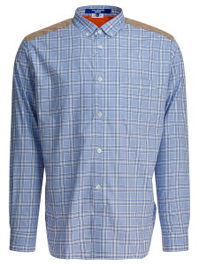 �W���������^�i�x JUNYA WATANABE �V���c �����Y �u���[ Shirts Check shirt with quilted inserts WP-B012-W251 SAX/NV/WH X OR Light blue �֐� �������� 2025AW vi