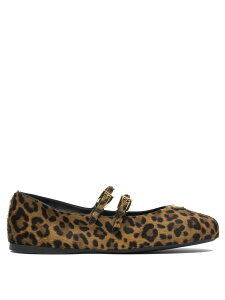 �v���_ PRADA �t���b�g�V���[�Y �t���b�g�V���[�Y ���f�B�[�X �u���E�� Flat Shoes Leather ballet flats with animal print 1F794NL8HF0151 F D005 Brown �֐� �������� 2025AW vi