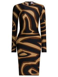 �G�~���I �v�b�` EMILIO PUCCI �����s�[�X �h���X ���f�B�[�X �u���b�N Dresses Midi dress with Labirinto print 5UJG655U745049 Black �֐� �������� 2025AW vi