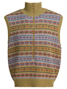 �L���s�^�� KAPITAL �Z�[�^�[ �j�b�g�E�F�A �����Y �x�[�W�� Knitwear Fair Isle Vest K2503KN066LGR Beige �֐� �������� 2025AW vi
