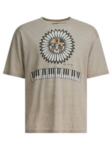 �L���s�^�� KAPITAL T�V���c �����Y �x�[�W�� T-shirts Piano & Sun Face t-shirt K2504SC193NAT Beige �֐� �������� 2025AW vi