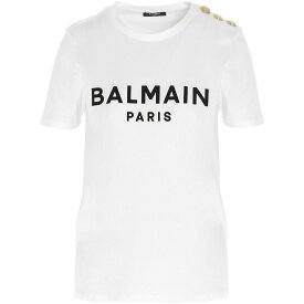 【15,000円以上ご購入で1,000円OFF！】 BALMAIN バルマン ホワイト White/Black Logo print T-shirt Tシャツ レディース 秋冬2023 BF1EF005BB02GAB 【関税・送料無料】【ラッピング無料】 ju