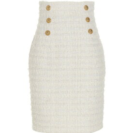 BALMAIN バルマン ホワイト White Logo button tweed skirt スカート レディース 春夏2023 AF1LB288XE360FA 【関税・送料無料】【ラッピング無料】 ju