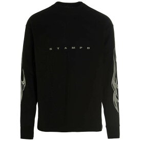 STAMPD スタンプド ブラック Black T-shirt 'Chrome Flame' Tシャツ メンズ 春夏2023 SLAM3102LTBLK 【関税・送料無料】【ラッピング無料】 ju