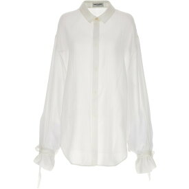 【本日5の付く日ポイント4倍!!】 SAINT LAURENT PARIS イヴ サンローラン ホワイト White Striped silk shirt シャツ メンズ 春夏2023 730442Y2G209601 【関税・送料無料】【ラッピング無料】 ju