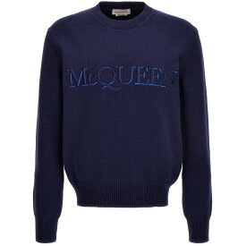 ALEXANDER MCQUEEN アレキサンダー マックイーン ブルー Blue Logo embroidered sweater ニットウェア メンズ 秋冬2023 651184Q1XIC4196 【関税・送料無料】【ラッピング無料】 ju
