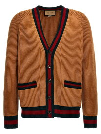 GUCCI グッチ ベージュ Beige Web tape cardigan ニットウェア メンズ 春夏2024 763351XKDNE2149 【関税・送料無料】【ラッピング無料】 ju