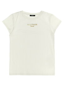 BALMAIN バルマン ホワイト White Metallic logo t-shirt Tシャツ ガールズ 春夏2024 BU8A01Z1884100 【関税・送料無料】【ラッピング無料】 ju