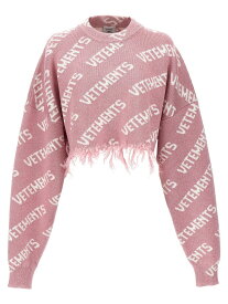 VETEMENTS ヴェトモン ピンク Pink 'Iconic Lurex Monogram' cropped sweater ニットウェア レディース 春夏2024 UE64KN205PBABYPINK 【関税・送料無料】【ラッピング無料】 ju