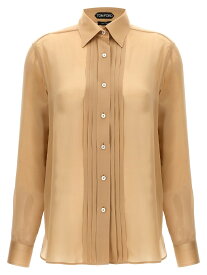 【本日5の付く日ポイント4倍!!】 TOM FORD トム フォード ベージュ Beige Pleated plastron shirt シャツ レディース 春夏2024 CA3269FAX1190JB569 【関税・送料無料】【ラッピング無料】 ju