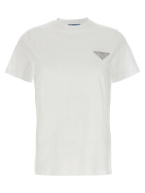 PRADA プラダ ホワイト White Rhinestone logo T-shirt Tシャツ レディース 春夏2024 35838RS16213X9F0009 【関税・送料無料】【ラッピング無料】 ju