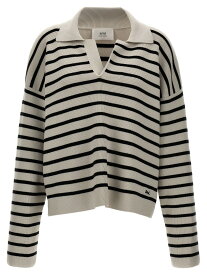 【本日5の付く日ポイント4倍!!】 AMI PARIS アミ パリス ホワイト White/Black Striped polo sweater ニットウェア レディース 春夏2024 UPL336KN0041194 【関税・送料無料】【ラッピング無料】 ju