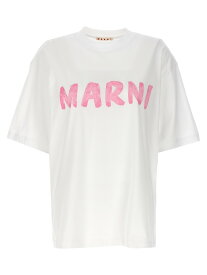 【毎月1日はエントリーでポイント3倍！】 MARNI マルニ ホワイト White Logo print T-shirt Tシャツ レディース 春夏2024 THJET49EPHUSCS11L5W01 【関税・送料無料】【ラッピング無料】 ju
