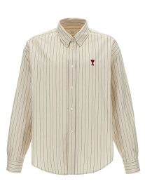 AMI PARIS アミ パリス ホワイト White/Black Logo embroidery striped shirt シャツ メンズ 春夏2024 USH130CO0067194 【関税・送料無料】【ラッピング無料】 ju