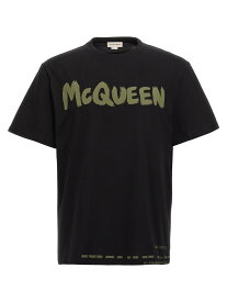 ALEXANDER MCQUEEN アレキサンダー マックイーン ブラック Black Logo print T-shirt Tシャツ メンズ 春夏2024 622104QTAAC0519 【関税・送料無料】【ラッピング無料】 ju