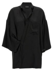 BALENCIAGA バレンシアガ ブラック Black 'Wrap' shirt シャツ レディース 春夏2024 790947TQN071000 【関税・送料無料】【ラッピング無料】 ju