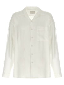 PRADA プラダ ホワイト White Linen logo shirt シャツ メンズ 春夏2024 SC737SOOO14H4F0009 【関税・送料無料】【ラッピング無料】 ju