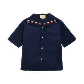 【本日5の付く日ポイント4倍!!】 GUCCI グッチ ブルー Blue Collar embroidery shirt トップス ボーイズ 春夏2024 760279XWA0C4265 【関税・送料無料】【ラッピング無料】 ju