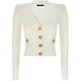 BALMAIN バルマン ホワイト White Logo buttons cardigan ニットウェア レディース 春夏2024 CF1KL007KB070FA 【関税・送料無料】【ラッピング無料】 ju