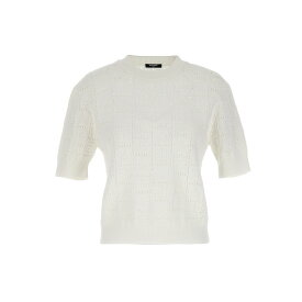 BALMAIN バルマン ホワイト White 'Monogramma' sweater ニットウェア レディース 春夏2024 CF1AI091KF970FA 【関税・送料無料】【ラッピング無料】 ju