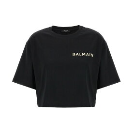 BALMAIN バルマン ブラック Black Logo cropped T-shirt Tシャツ レディース 春夏2024 CF1EE020BC61EAD 【関税・送料無料】【ラッピング無料】 ju