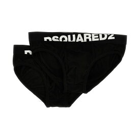 DSQUARED2 ディースクエアード ホワイト White/Black 2-pack elastic logo briefs アンダーウェア メンズ 春夏2024 DCX670030ISA01001 【関税・送料無料】【ラッピング無料】 ju