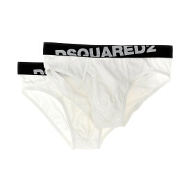 DSQUARED2 ディースクエアード ホワイト White/Black 2-pack elastic logo briefs アンダーウェア メンズ 春夏2024 DCX670030ISA01100 【関税・送料無料】【ラッピング無料】 ju