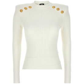 BALMAIN バルマン ホワイト White Logo button sweater ニットウェア レディース 春夏2024 CF1KD001KB070FA 【関税・送料無料】【ラッピング無料】 ju