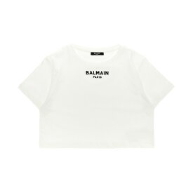 BALMAIN バルマン ホワイト White Logo embroidery t-shirt Tシャツ ガールズ 春夏2024 BU8A21Z1751100 【関税・送料無料】【ラッピング無料】 ju