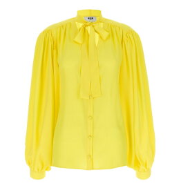 MSGM エムエスジーエム イエロー Yellow Bow shirt シャツ レディース 春夏2024 3641MDE2424710606 【関税・送料無料】【ラッピング無料】 ju