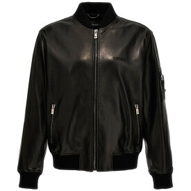 VERSACE ヴェルサーチ ブラック Black Leather bomber jacket ジャケット メンズ 春夏2024 10138671A098131B000 【関税・送料無料】【ラッピング無料】 ju