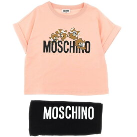 MOSCHINO モスキーノ ピンク Pink Logo print t-shirt + leggings set ドレス ガールズ 春夏2024 HDG013LBA00SUGARROSEBLACK 【関税・送料無料】【ラッピング無料】 ju