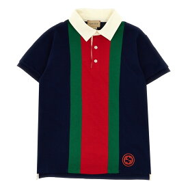 【本日5の付く日ポイント4倍!!】 GUCCI グッチ ブルー Blue 'Web' polo shirt シャツ ボーイズ 春夏2024 758825XJF4Q4681 【関税・送料無料】【ラッピング無料】 ju