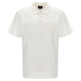 GIORGIO ARMANI ジョルジオ アルマーニ ホワイト White Logo embroidery polo shirt トップス メンズ 春夏2024 3DSF70SJTKZU090 【関税・送料無料】【ラッピング無料】 ju