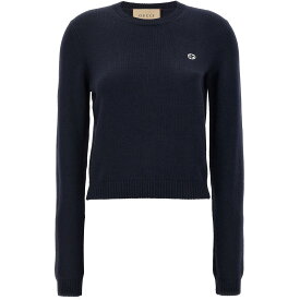 GUCCI グッチ ブルー Blue Logo sweater ニットウェア レディース 春夏2024 775883XKDWS4447 【関税・送料無料】【ラッピング無料】 ju