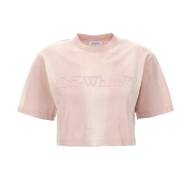 OFF WHITE オフホワイト ピンク Pink 'Laundry' cropped T-shirt Tシャツ レディース 春夏2024 OWAA081S24JER00236363636 【関税・送料無料】【ラッピング無料】 ju