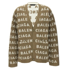 BALENCIAGA バレンシアガ ベージュ Beige All-over logo cardigan ニットウェア レディース 春夏2024 766414T16739677 【関税・送料無料】【ラッピング無料】 ju