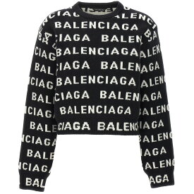 BALENCIAGA バレンシアガ ホワイト White/Black All over logo sweater ニットウェア レディース 春夏2024 761591T16731070 【関税・送料無料】【ラッピング無料】 ju