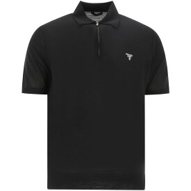 PRADA プラダ ブラック Black Embroidered half-zip polo shirt トップス メンズ 春夏2024 UMB4561164F0002 【関税・送料無料】【ラッピング無料】 vi