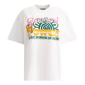 GANNI ガニー ホワイト White "Multi Flower" t-shirt Tシャツ レディース 春夏2024 T3790151 【関税・送料無料】【ラッピング無料】 vi