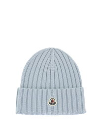 【5のつく日は全商品ポイント4倍】 MONCLER モンクレール ブルー Light Blue Ribbed beanie with patch 帽子 レディース 春夏2024 3B00008-A9327710 【関税・送料無料】【ラッピング無料】 vi