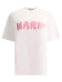 【毎月1日はエントリーでポイント3倍！】 MARNI マルニ ホワイト White T-shirt with logo Tシャツ レディース 春夏2024 THJET49EPHUSCS11L5W01 【関税・送料無料】【ラッピング無料】 vi