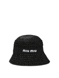 【5のつく日は全商品ポイント4倍】 MIU MIU ミュウ ミュウ ブラック Black Bucket hat with logo 帽子 レディース 春夏2024 5HC2872DO1F0002 【関税・送料無料】【ラッピング無料】 vi