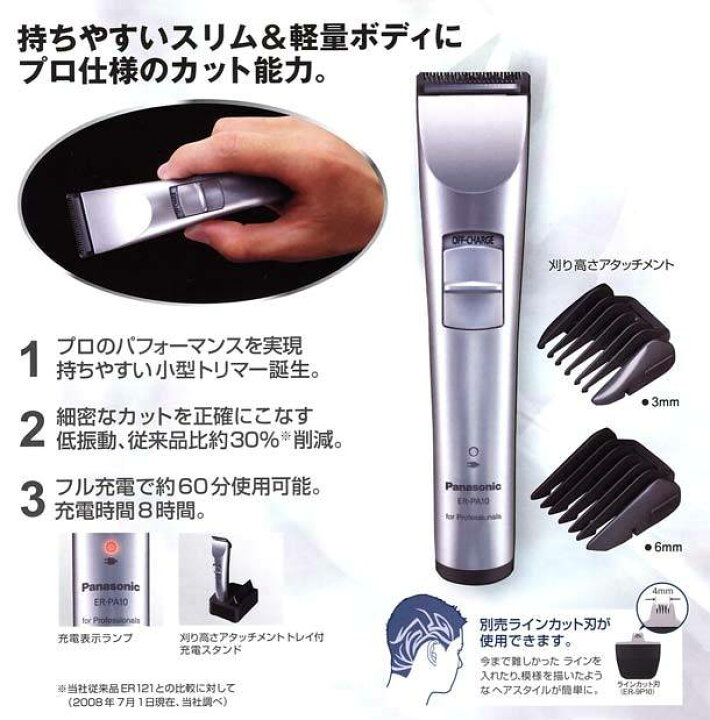 楽天市場】パナソニック (Panasonic) プロ トリマー [ER-PA10-S]【お 