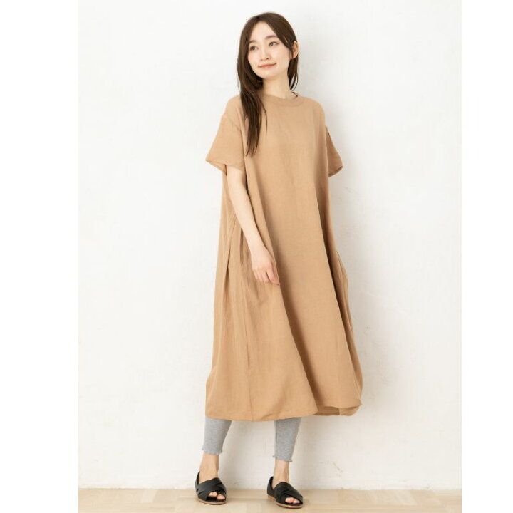 794 新品 麻混 レーヨン サラッと素材 サイドロング後ろ重ねトップス 